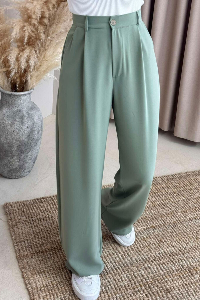 WIDE LEG ONE COLOR WOMEN TROUSERS MINT/MENTE - 3