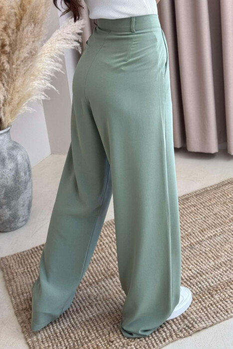 WIDE LEG ONE COLOR WOMEN TROUSERS MINT/MENTE - 4