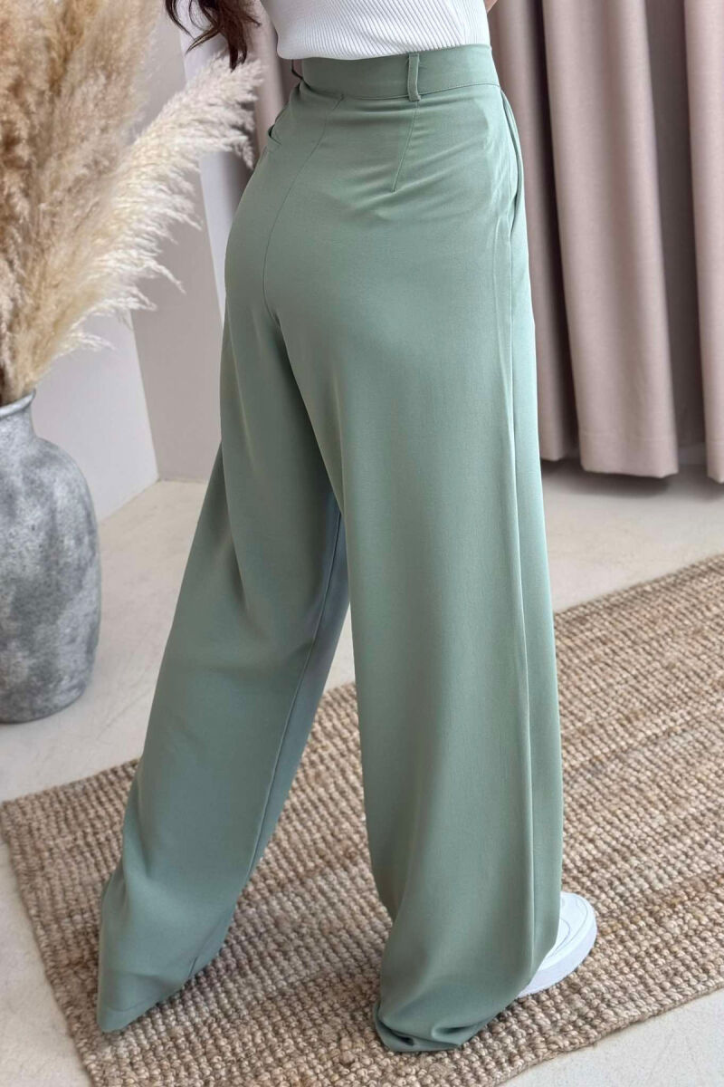 WIDE LEG ONE COLOR WOMEN TROUSERS MINT/MENTE - 4