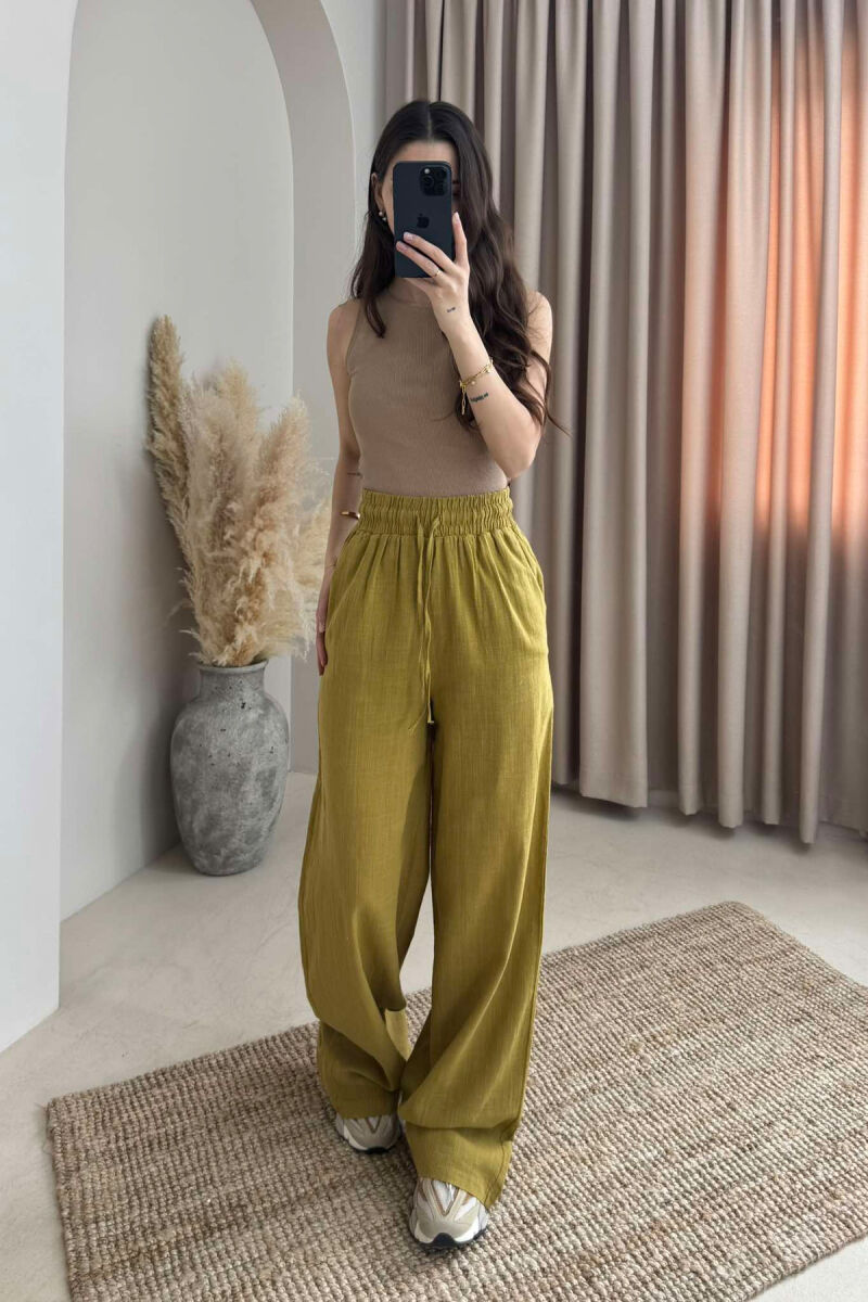 WIDE LEG ONE COLOR WOMEN TROUSERS OLIVE/ULLI - 2
