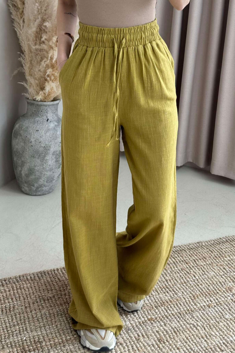 WIDE LEG ONE COLOR WOMEN TROUSERS OLIVE/ULLI - 3