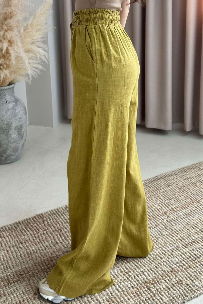 WIDE LEG ONE COLOR WOMEN TROUSERS OLIVE/ULLI - 4