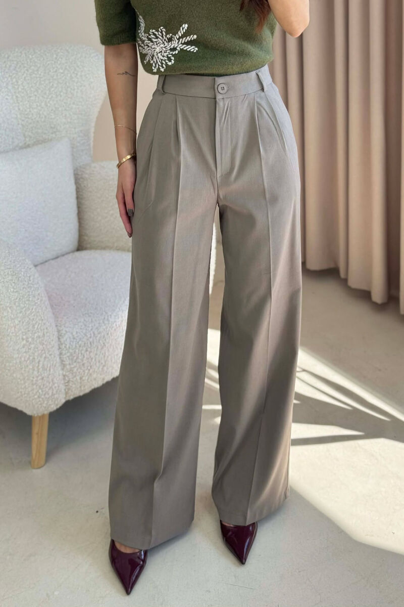 WIDE LEG ONE COLOR WOMEN TROUSERS OLIVE/ULLI - 4