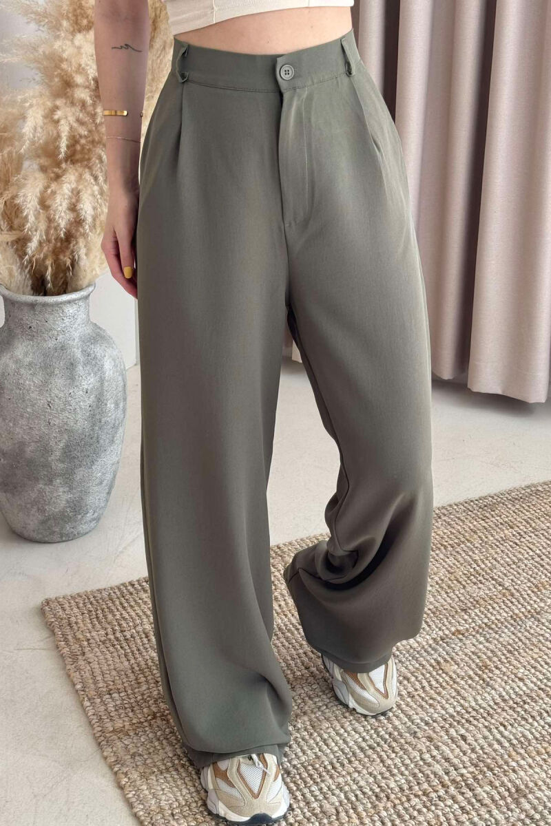 WIDE LEG ONE COLOR WOMEN TROUSERS OLIVE/ULLI - 3