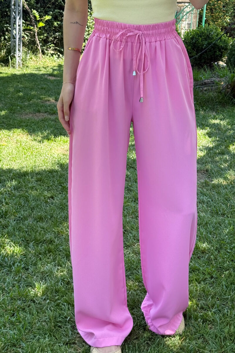 WIDE LEG ONE COLOR WOMEN TROUSERS PINK/ROZE - 3