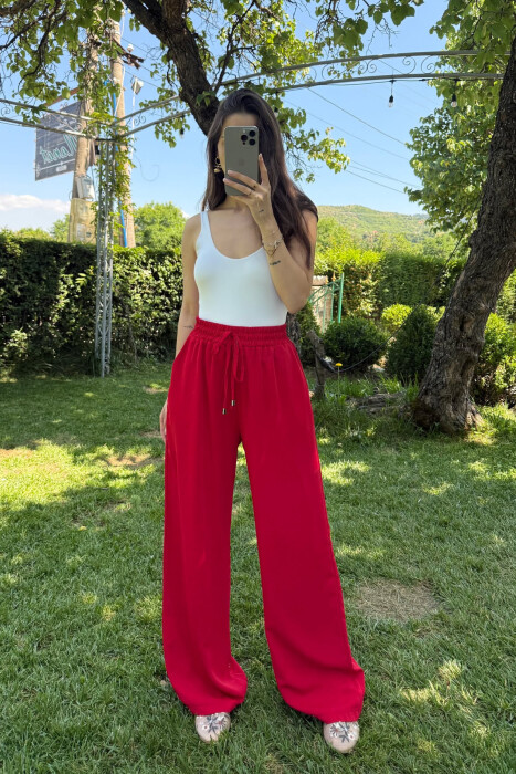 WIDE LEG ONE COLOR WOMEN TROUSERS RED/E KUQE 