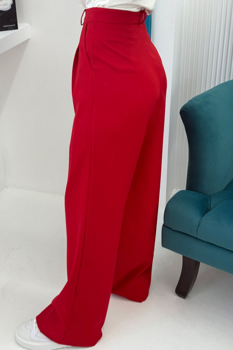 WIDE LEG ONE COLOR WOMEN TROUSERS RED/E KUQE - 5