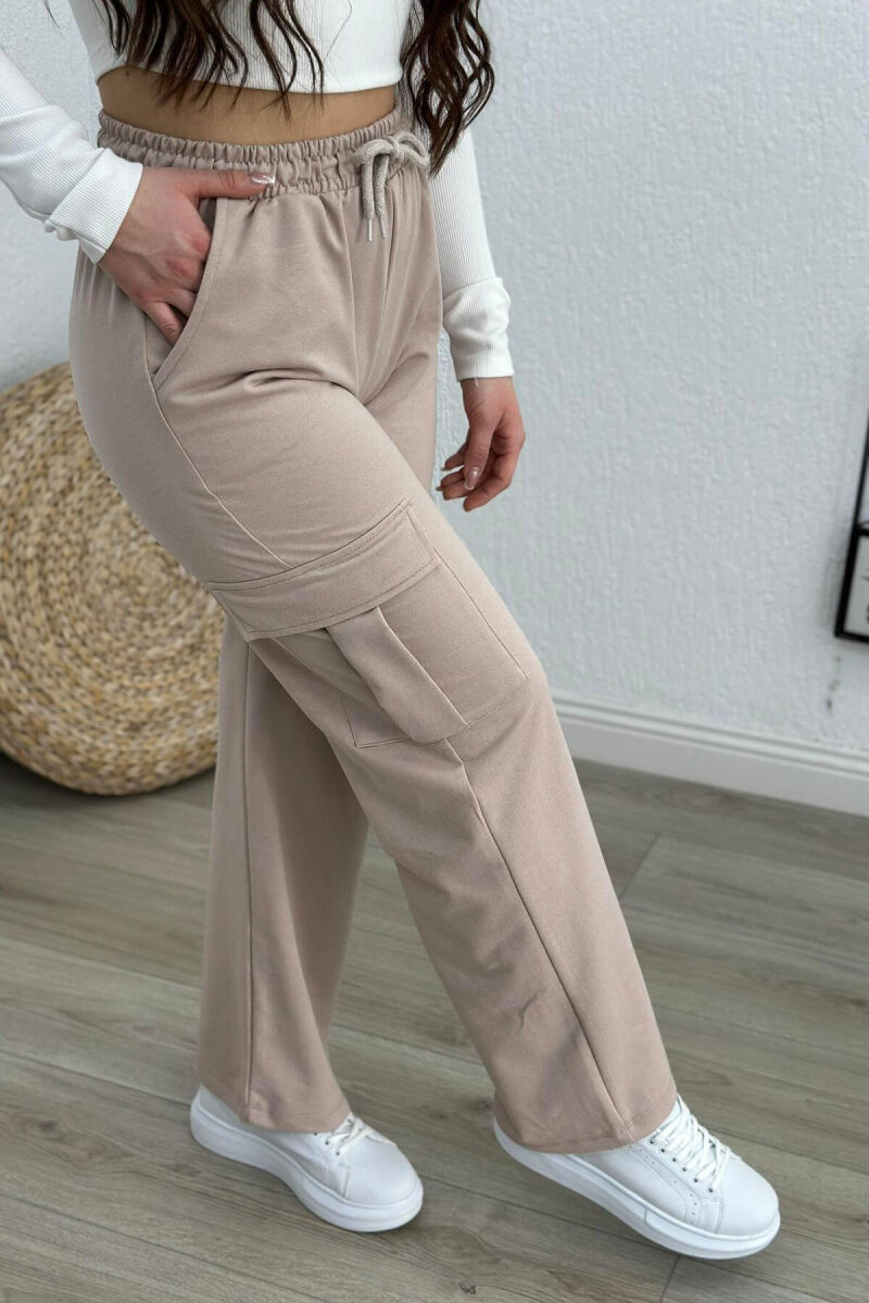 WIDE LEG POCKET WOMAN SWEATPANTS BEIGE/BEZHE - 2