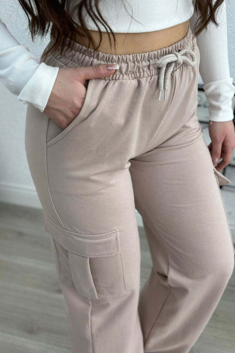 WIDE LEG POCKET WOMAN SWEATPANTS BEIGE/BEZHE - 3