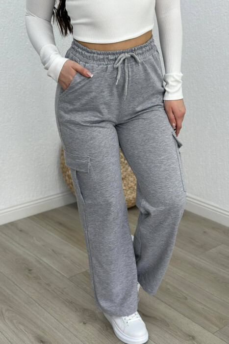 WIDE LEG POCKET WOMAN SWEATPANTS GREY/GRI 
