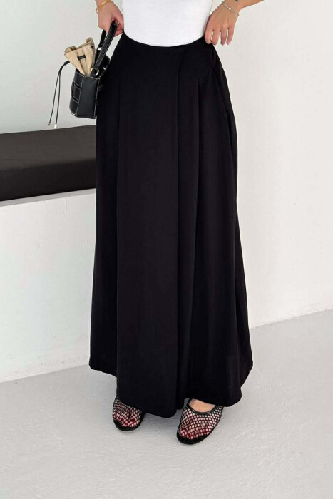 WIDE LEG SEMI ELASTIC WAIST WOMAN TROUSERS BLACK/ E ZEZE - 3