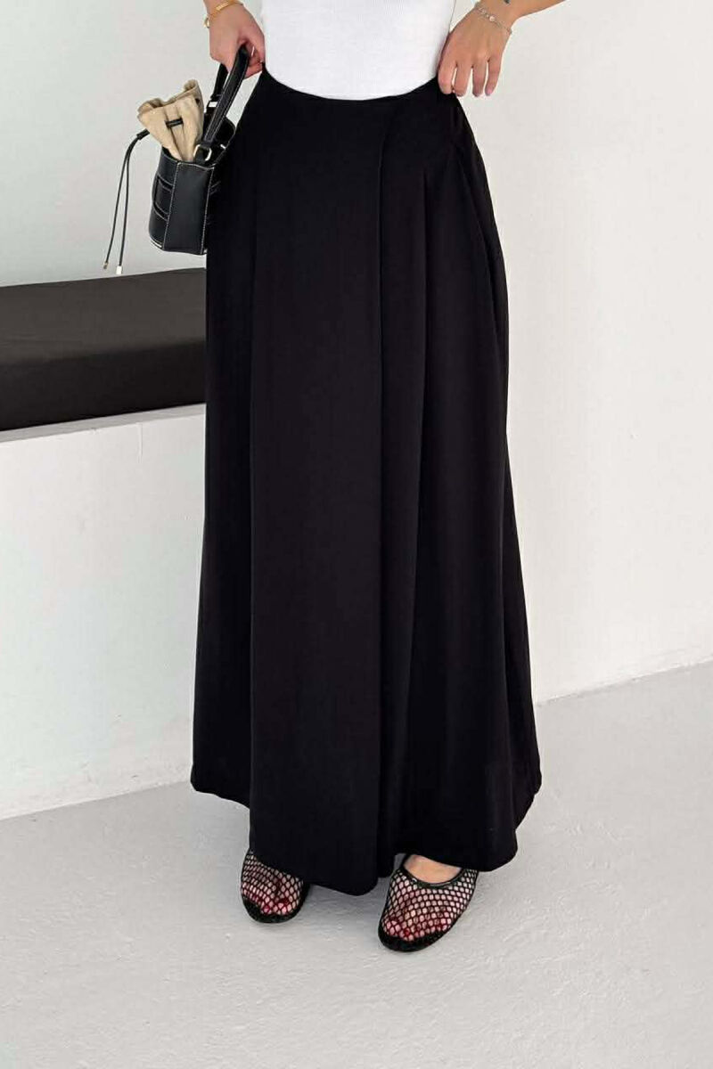 WIDE LEG SEMI ELASTIC WAIST WOMAN TROUSERS BLACK/ E ZEZE - 3