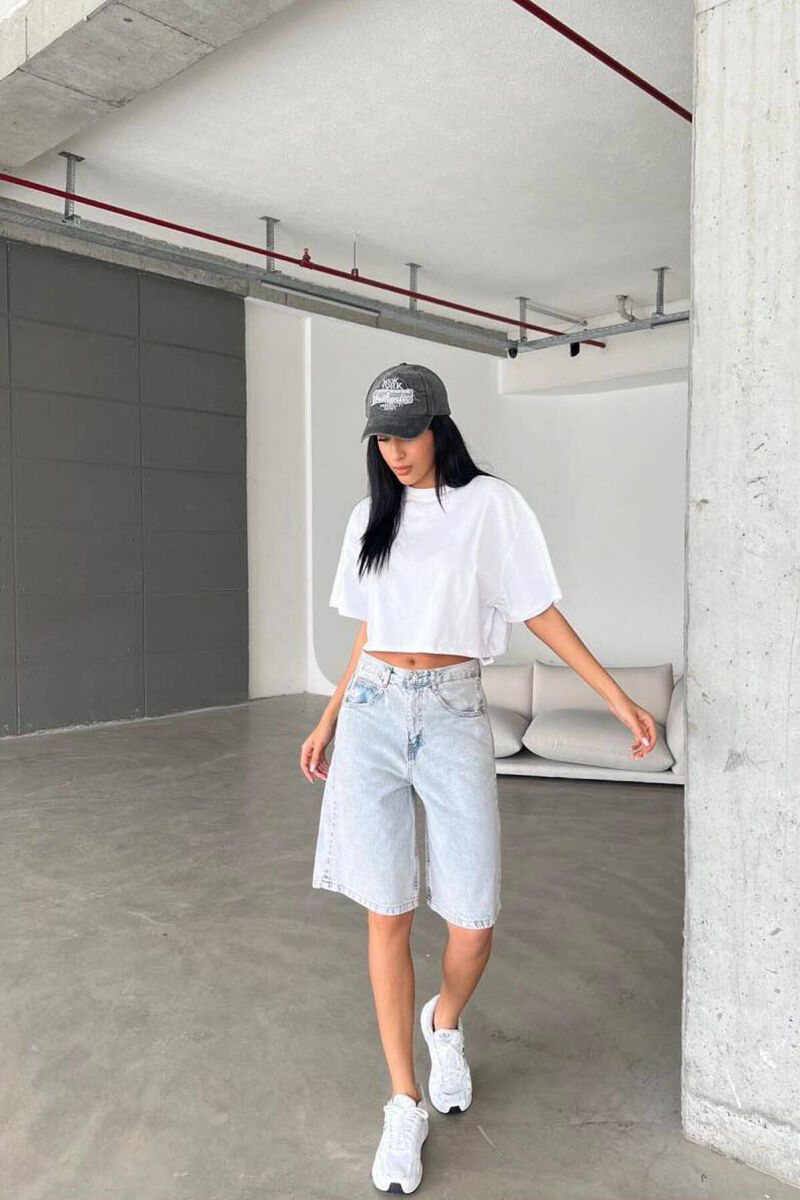 WIDE LEG SHORT WOMEN JEANS LIGHTBLUE/BZ - 2