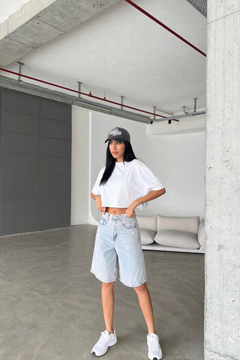 WIDE LEG SHORT WOMEN JEANS LIGHTBLUE/BZ - 3