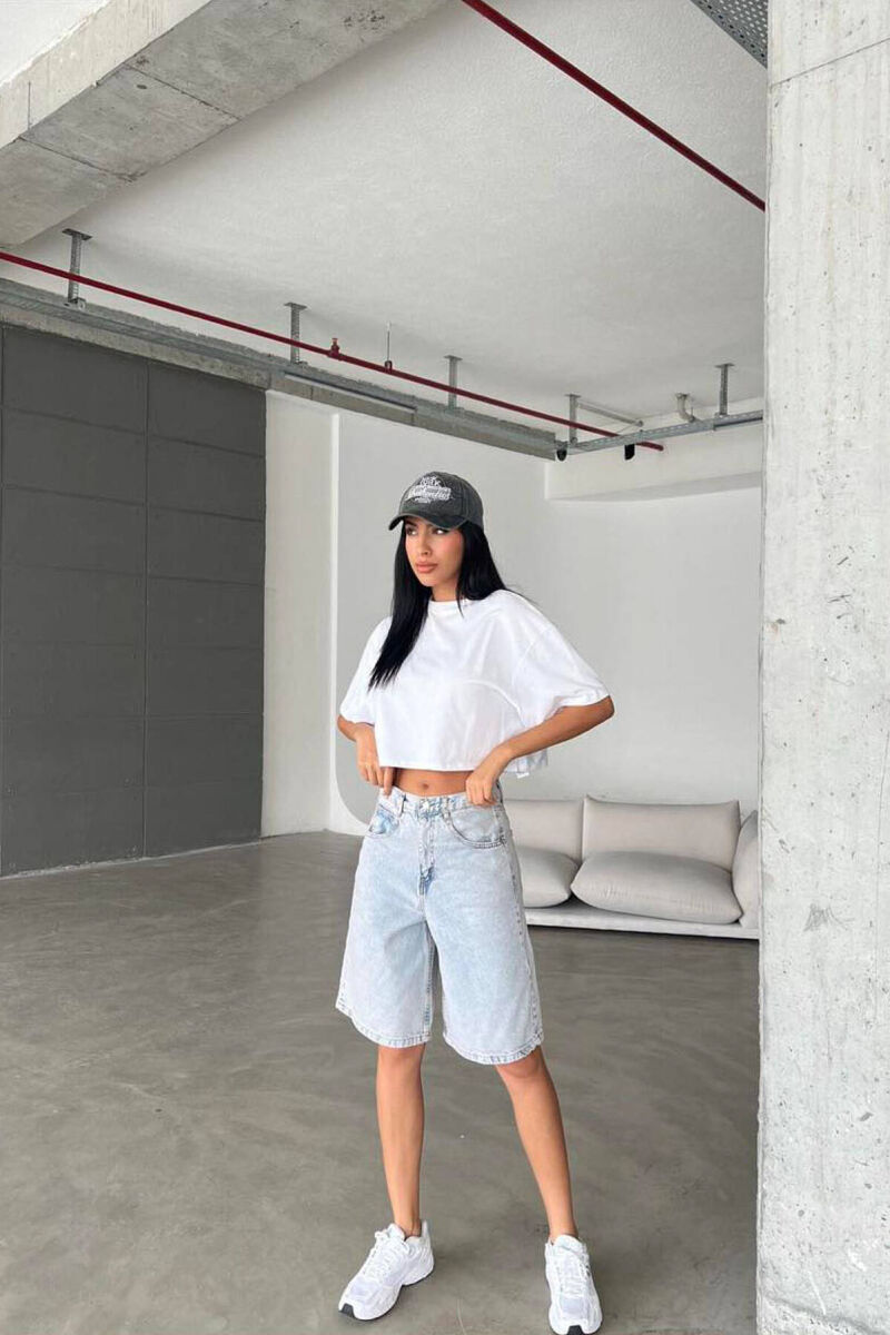 WIDE LEG SHORT WOMEN JEANS LIGHTBLUE/BZ - 3