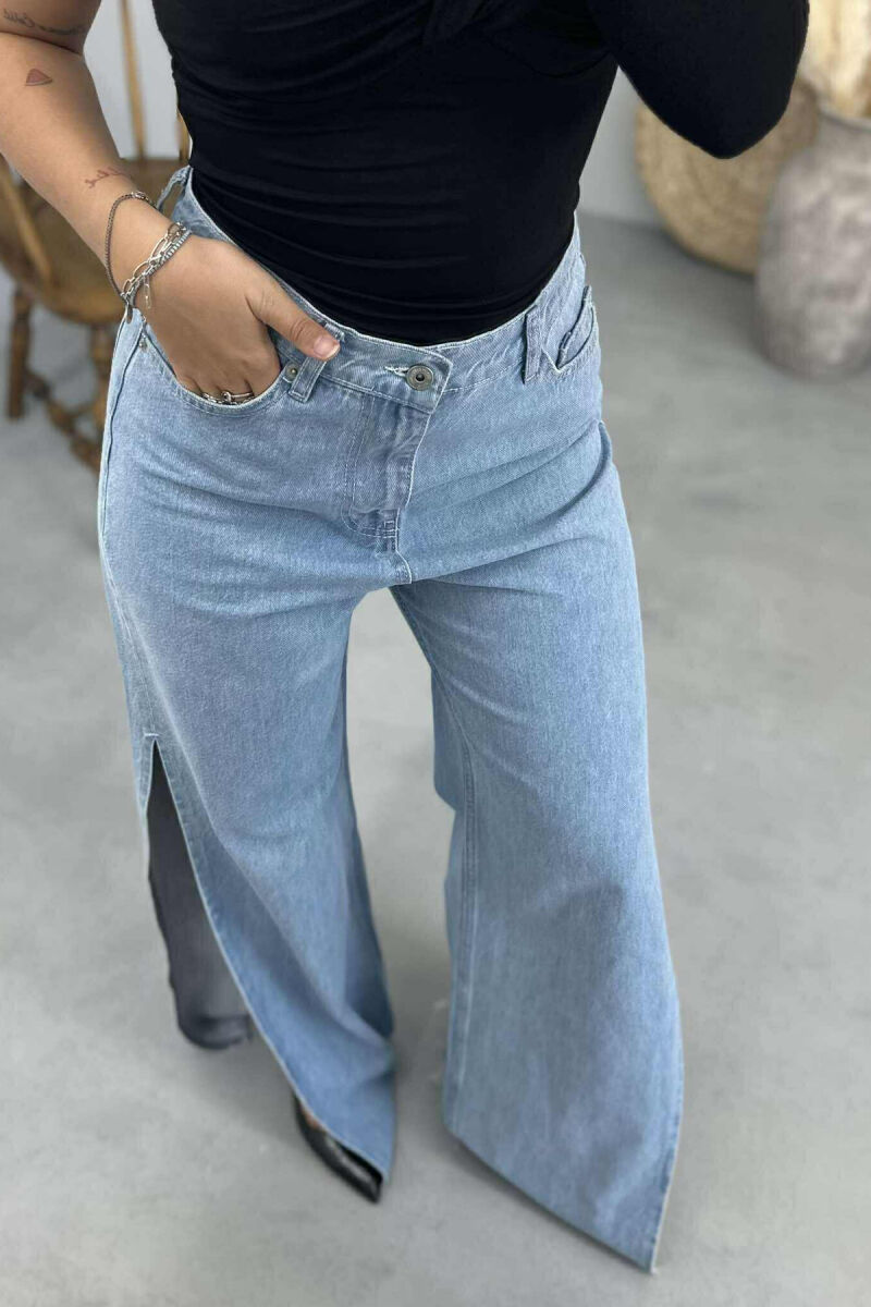 WIDE LEG SIDE CUTTED WOMEN JEANS LIGHTBLUE/BZ - 4