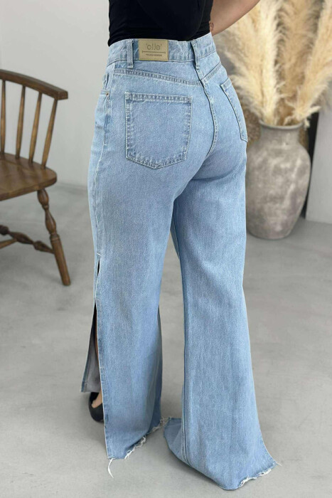 WIDE LEG SIDE CUTTED WOMEN JEANS LIGHTBLUE/BZ - 5