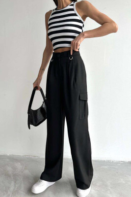 WIDE LEG SIDE POCKETS WOMEN TROUSERS BLACK/ E ZEZE 