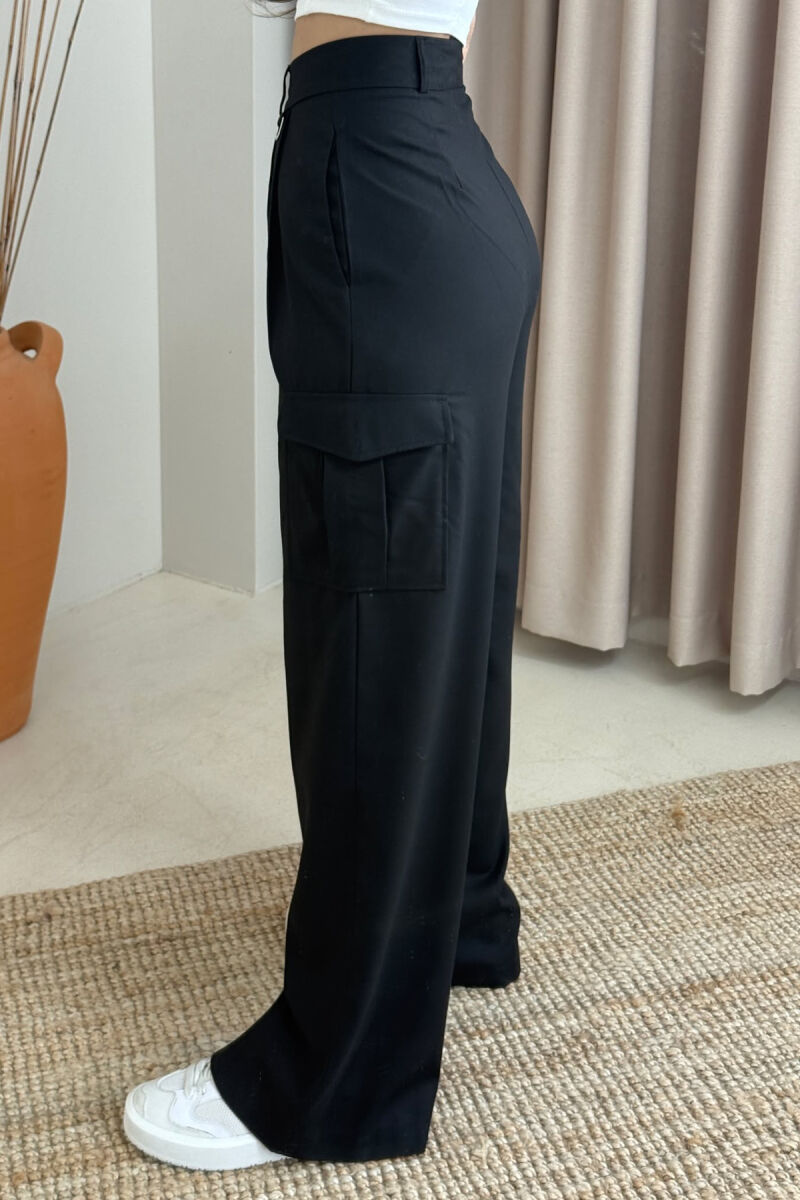 WIDE LEG SIDE POCKETS WOMEN TROUSERS BLACK/ E ZEZE - 4