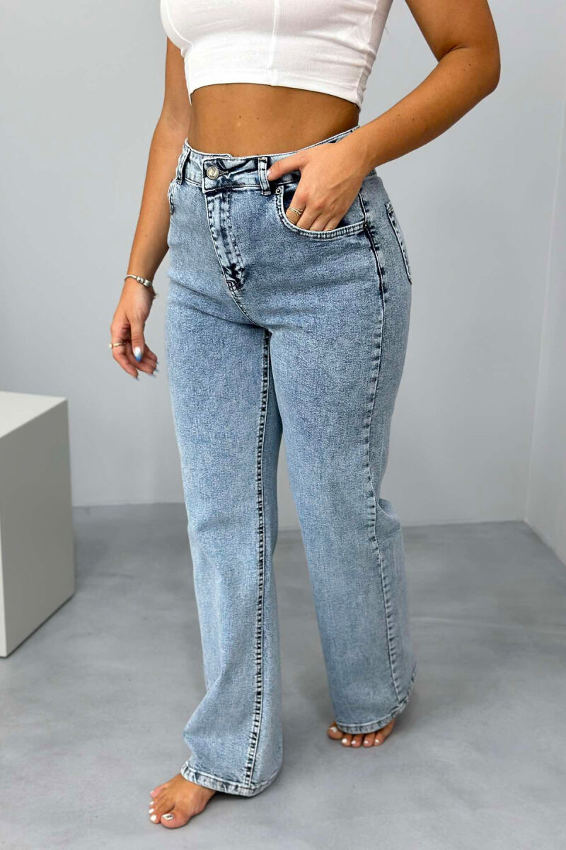 WIDE LEG SIMPLE ONE COLOR WOMAN JEANS LIGHTBLUE/BZ - 2