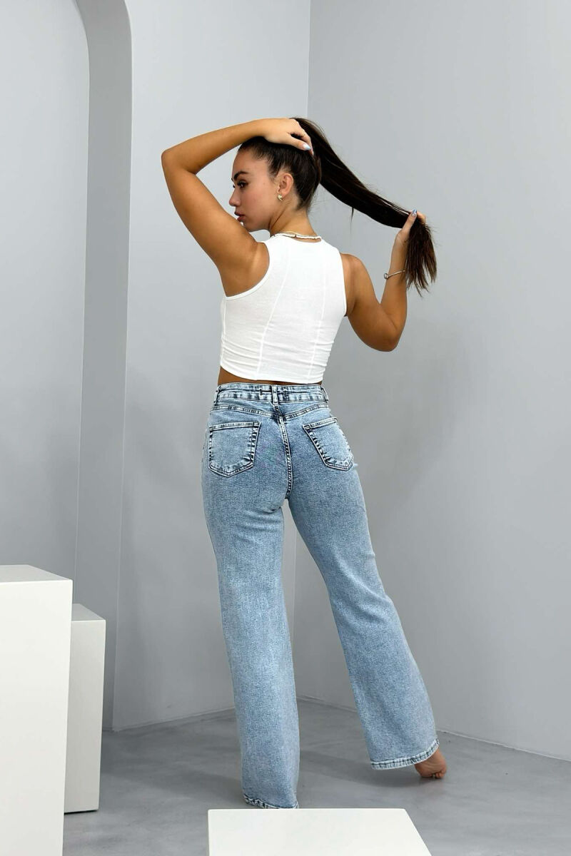 WIDE LEG SIMPLE ONE COLOR WOMAN JEANS LIGHTBLUE/BZ - 3