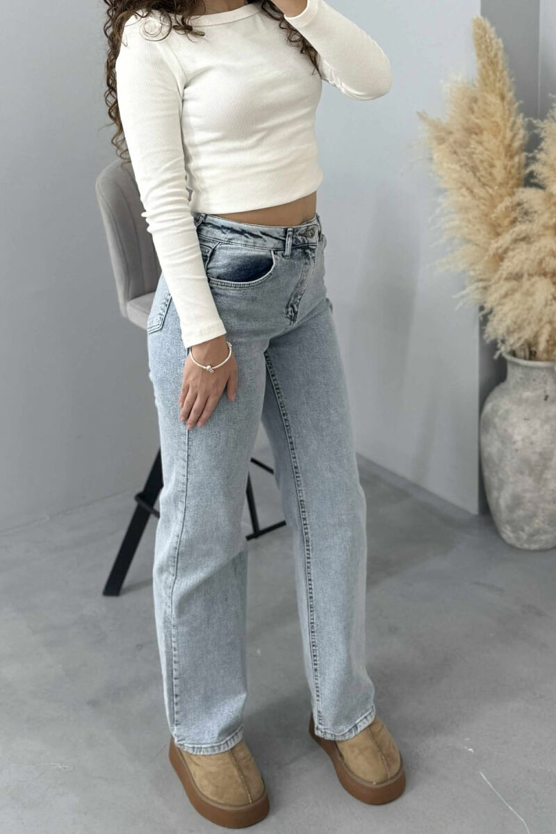 WIDE LEG SIMPLE ONE COLOR WOMAN JEANS LIGHTBLUE/BZ - 3