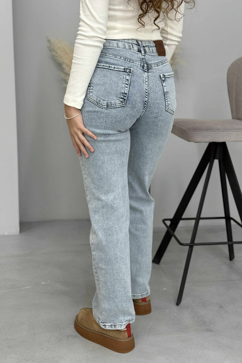 WIDE LEG SIMPLE ONE COLOR WOMAN JEANS LIGHTBLUE/BZ - 6