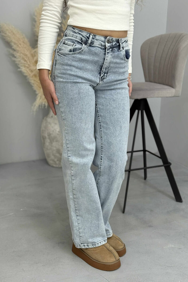WIDE LEG SIMPLE ONE COLOR WOMAN JEANS LIGHTBLUE/BZ - 4