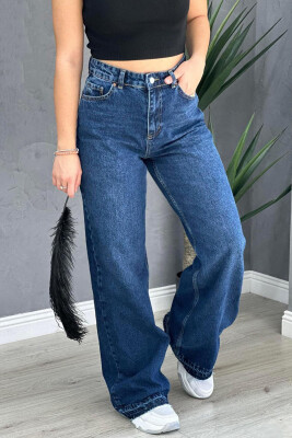 WIDE LEG SIMPLE WOMAN JEANS DARK BLUE/BEE 