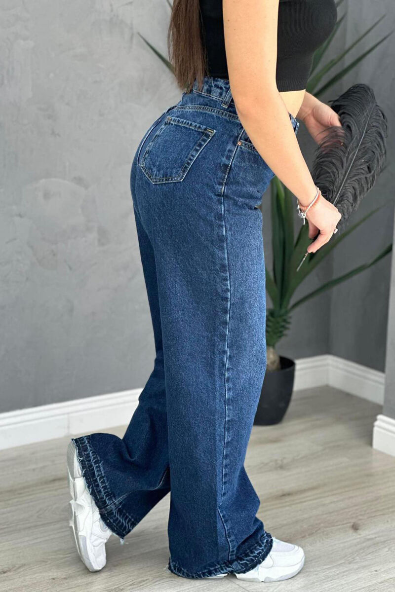 WIDE LEG SIMPLE WOMAN JEANS DARK BLUE/BEE - 2