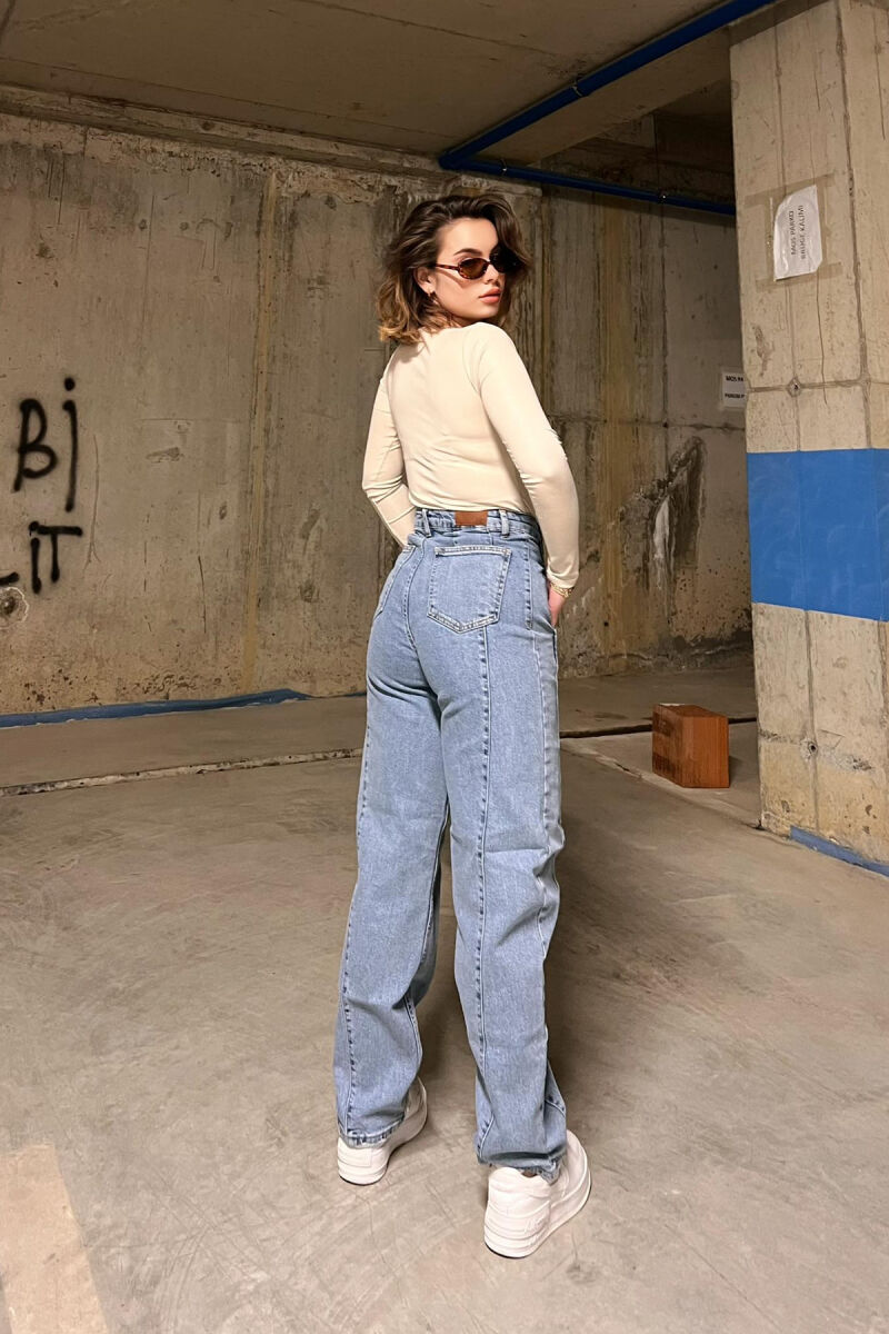 WIDE LEG SIMPLE WOMEN JEANS IN LIGHT BLUE COLOR - 4