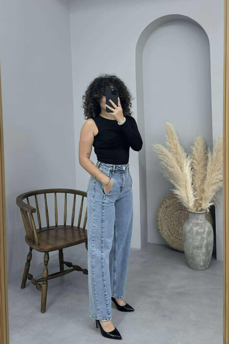 WIDE LEG SIMPLE WOMEN JEANS LIGHTBLUE/BZ - 8