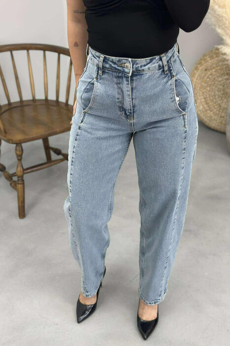 WIDE LEG SIMPLE WOMEN JEANS LIGHTBLUE/BZ - 10