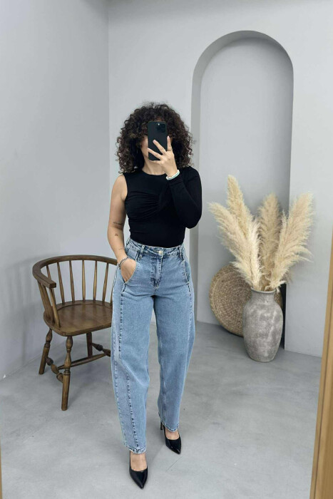 WIDE LEG SIMPLE WOMEN JEANS LIGHTBLUE/BZ - 7