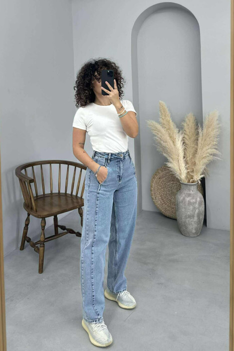 WIDE LEG SIMPLE WOMEN JEANS LIGHTBLUE/BZ - 12