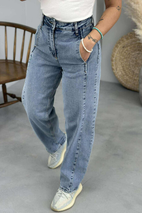 WIDE LEG SIMPLE WOMEN JEANS LIGHTBLUE/BZ - 13