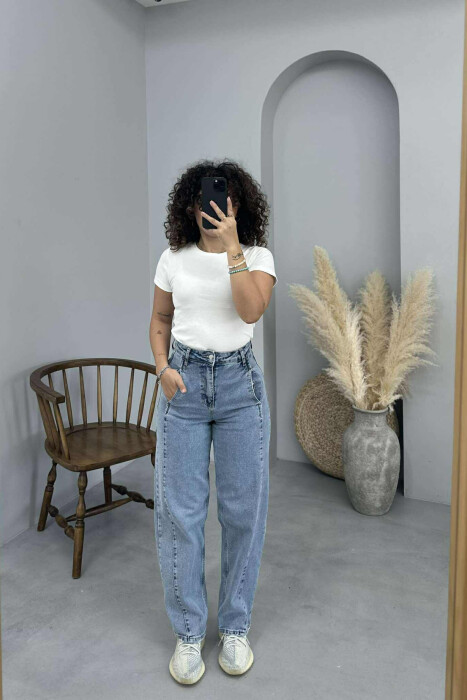 WIDE LEG SIMPLE WOMEN JEANS LIGHTBLUE/BZ - 11