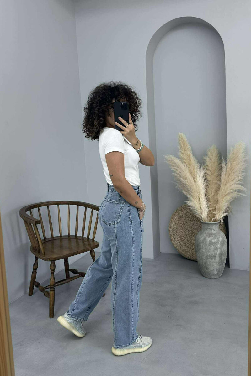 WIDE LEG SIMPLE WOMEN JEANS LIGHTBLUE/BZ - 14