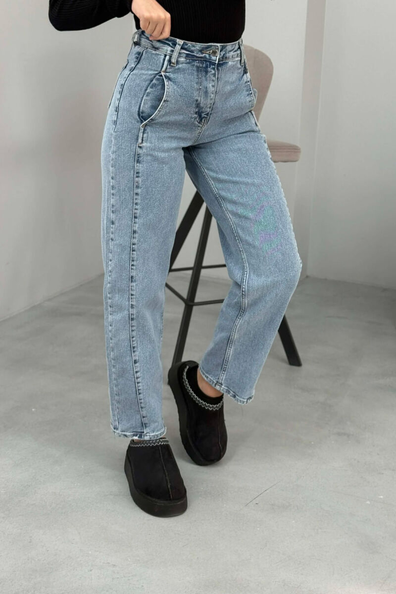 WIDE LEG SIMPLE WOMEN JEANS LIGHTBLUE/BZ - 4