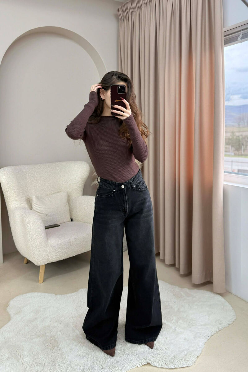 WIDE LEG SIMPLE WOMEN JEANS BLACK/ E ZEZE - 1