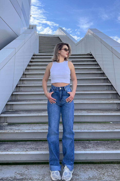 WIDE LEG SIMPLE WOMEN JEANS BLUE/BLU 