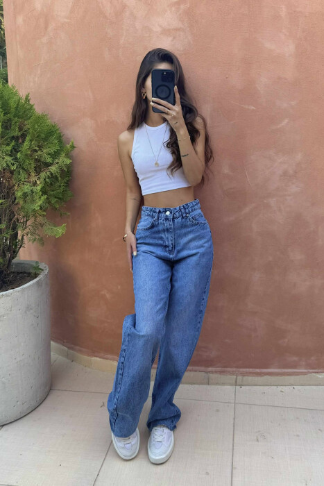 WIDE LEG SIMPLE WOMEN JEANS BLUE/BLU 