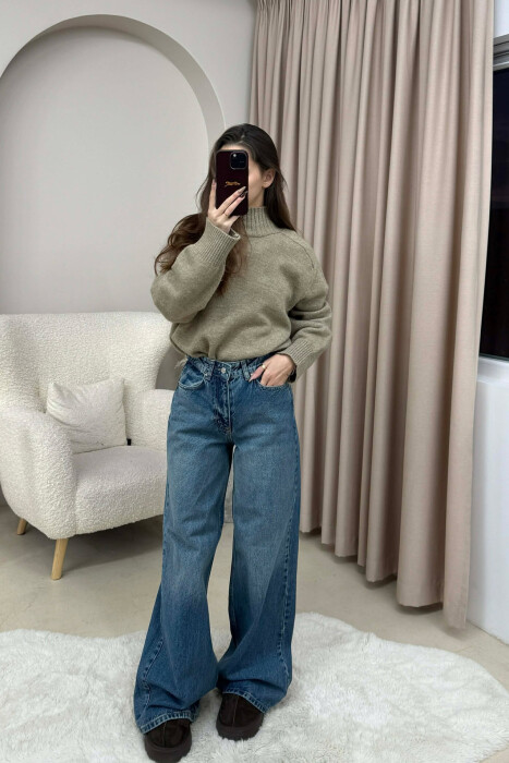 WIDE LEG SIMPLE WOMEN JEANS BLUE/BLU - 1