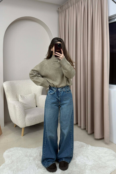 WIDE LEG SIMPLE WOMEN JEANS BLUE/BLU - 2