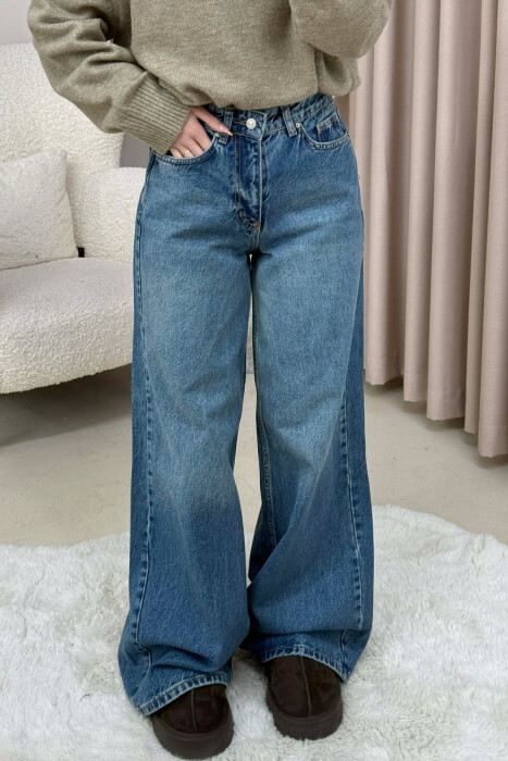 WIDE LEG SIMPLE WOMEN JEANS BLUE/BLU - 3
