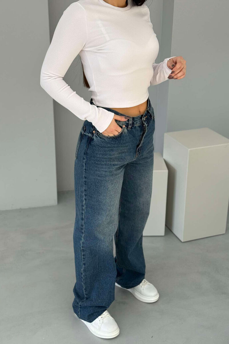 WIDE LEG SIMPLE WOMEN JEANS BLUE/BLU - 4