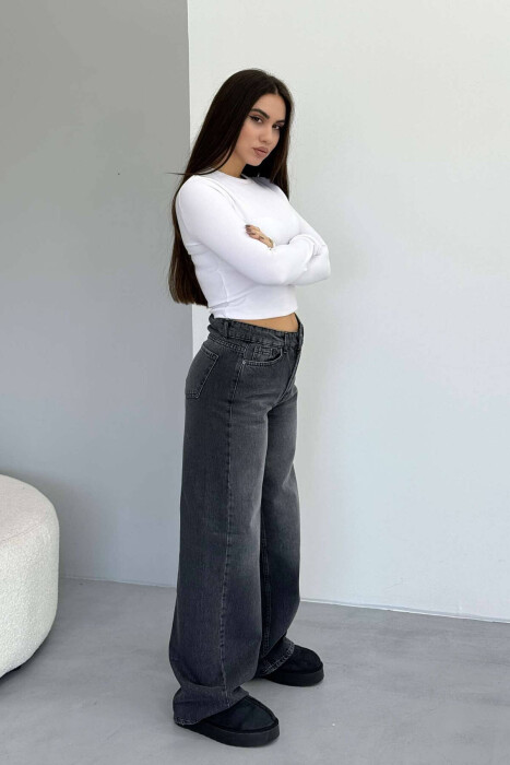 WIDE LEG SIMPLE WOMEN JEANS GREY/GRI - 3