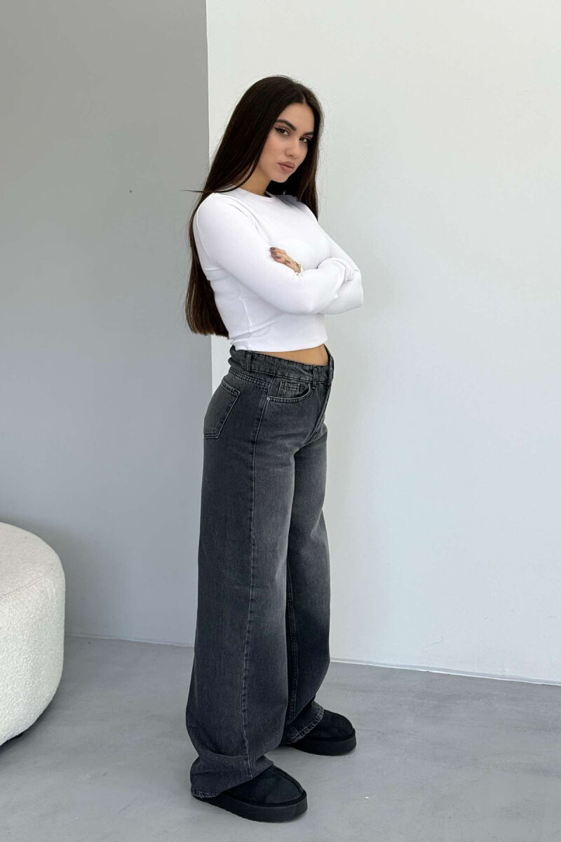 WIDE LEG SIMPLE WOMEN JEANS GREY/GRI - 3