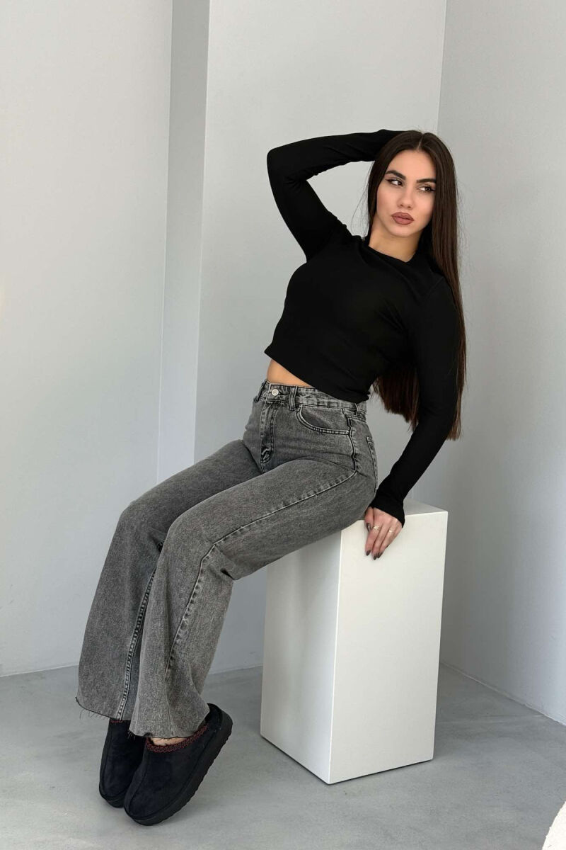 WIDE LEG SIMPLE WOMEN JEANS GREY/GRI - 5