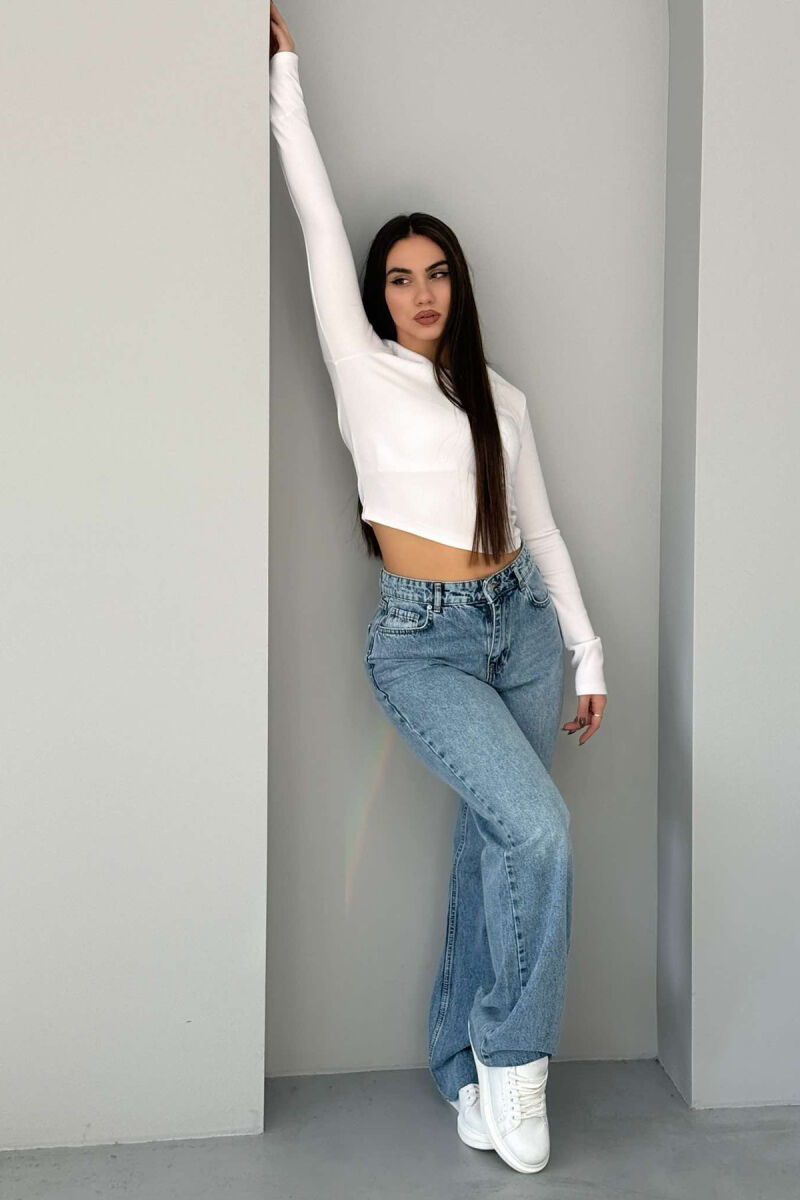 WIDE LEG SIMPLE WOMEN JEANS LIGHTBLUE/BZ - 4